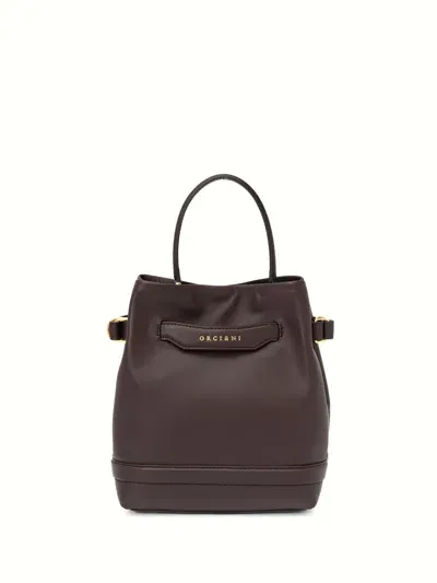 Orciani Becky Choco Leather Bucket Bag In Cioccolato