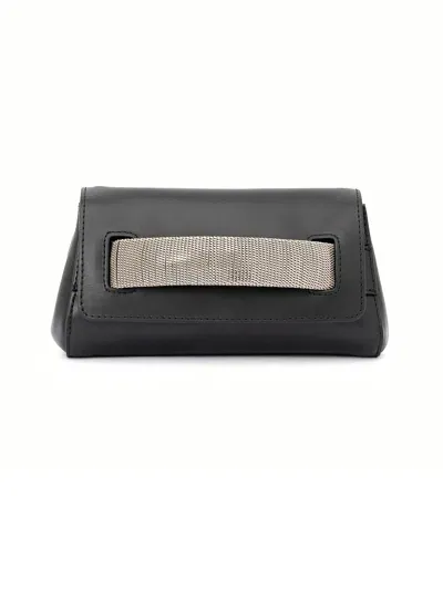 Orciani Black Nappa Leather Clutch Bag