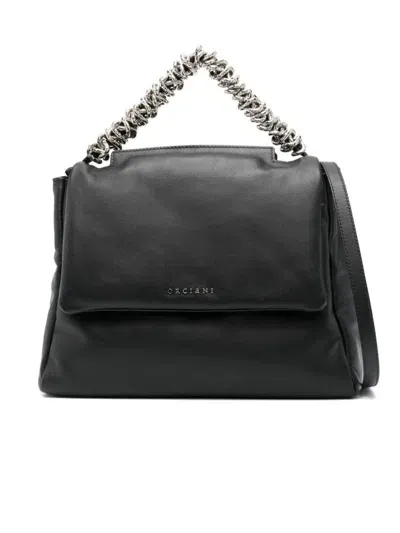 Orciani Black Nappa Leather Shoulder Bag