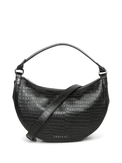 Orciani Dumpling Crocodile Black Bag