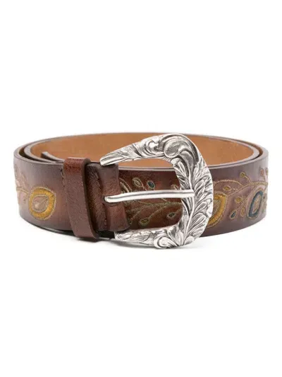 Orciani Embroidered Belt In Brown