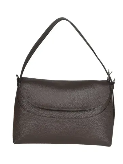 Orciani Flap Logo Shoulder Bag In Brown