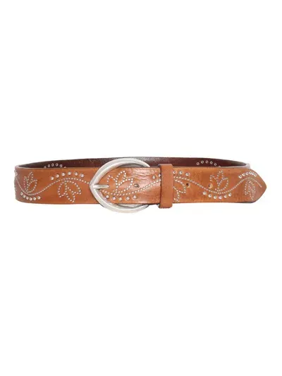 Orciani Leather Belt With Studs In Brown