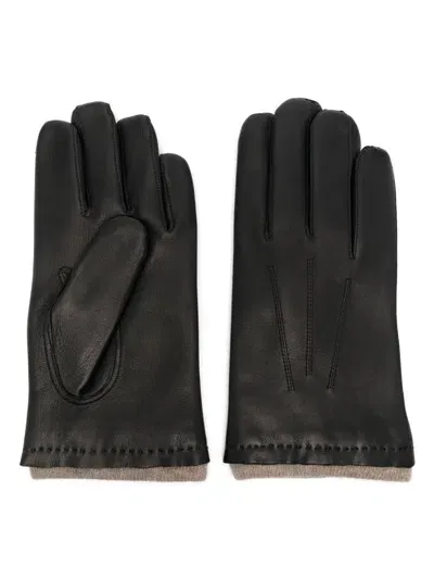 Orciani Leather Gloves In Black