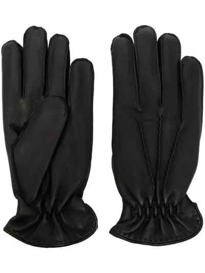 Orciani Leather Gloves In Black