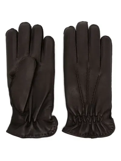 Orciani Leather Gloves In Brown