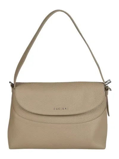 Orciani Logo Flap Shoulder Bag In Conchiglia