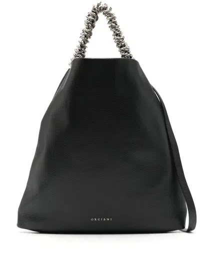 Orciani Logo-lettering Shoulder Bag In Black