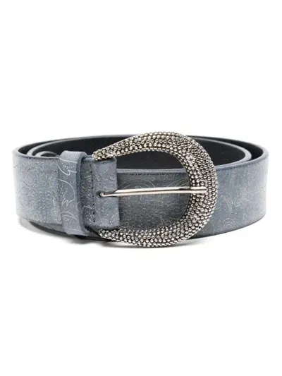 Orciani Paisley-perforated Belt In Blue