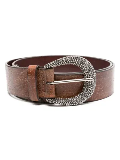 Orciani Paisley-perforated Belt In Brown