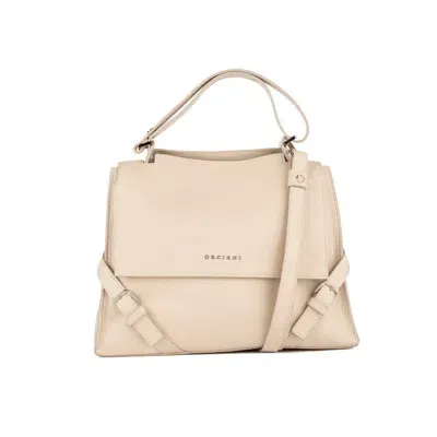 Orciani Sveva Sense Medium Leather Shoulder Bag With White Water Shoulder Strap