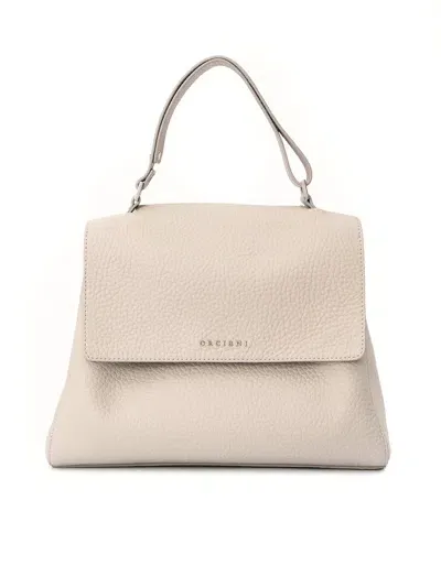 Orciani Sveva Soft Medium Leather Shoulder Bag In Beige