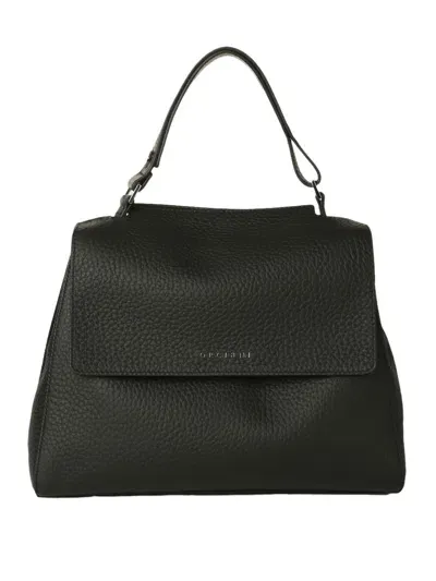 Orciani Sveva Soft Medium Leather Shoulder Bag In Black