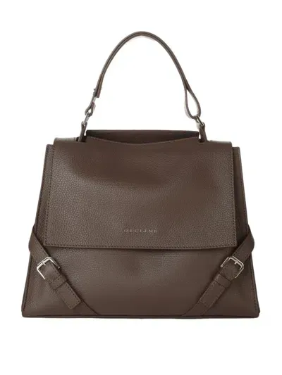 Orciani Sveva Soft Medium Sense Leather Shoulder Bag In Brown