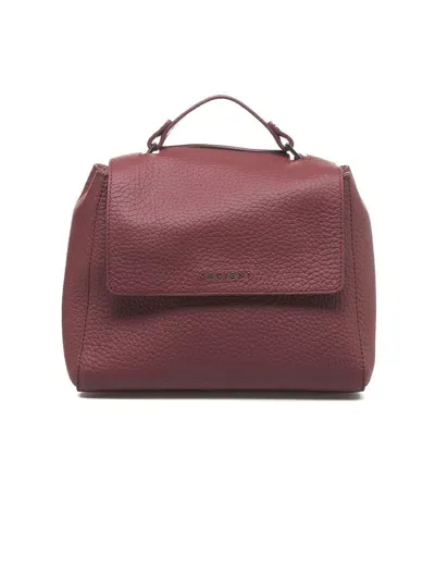 Orciani Sveva Soft Small Black Cherry Leather Handbag In Rosso