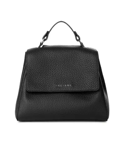 Orciani Sveva Soft Small Black Leather Handbag