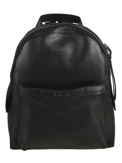 Orciani Zip Logo Detail Backpack In Nero