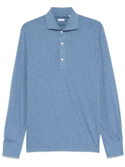 Orian Mélange-effect Polo Shirt In Blue