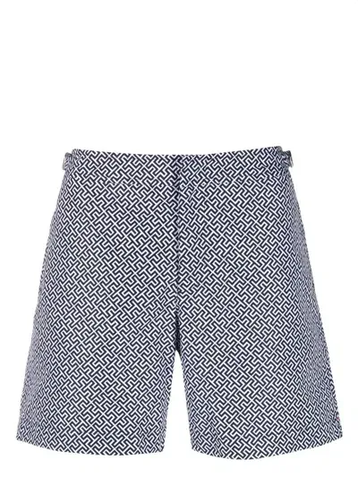 Orlebar Brown Bulldog Narin Badeshorts Mit Print In Blue