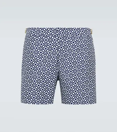 Orlebar Brown Bulldog Printed Jacquard Swim Trunks In Blue