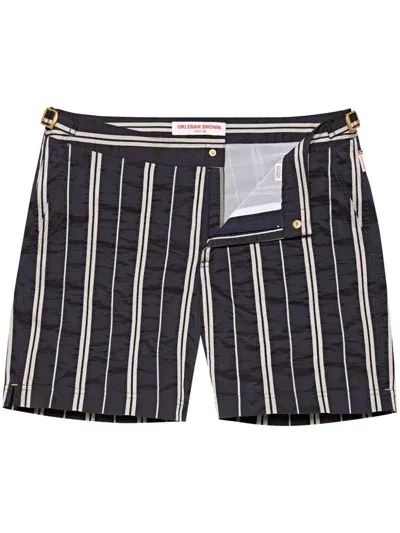 Orlebar Brown Bulldog Ribbon Striped Swim Shorts In Blue