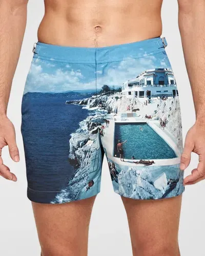 Orlebar Brown Bulldog Hulton Getty Photo Print Regular Fit 6 Swim Trunks In Roc Pool