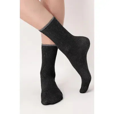 Oroblu Assorted 2-pack Jacquard Crew Socks In Anthracite/grey