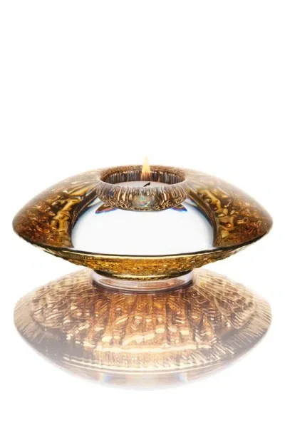 Orrefors Gold Discus Votive In Gold/clear