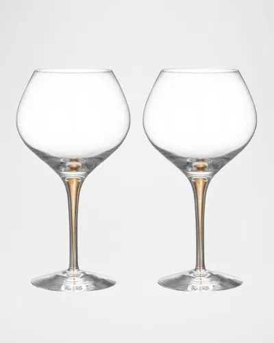 Orrefors Intermezzo Gold Bouquet Wine Glasses, Set Of 2