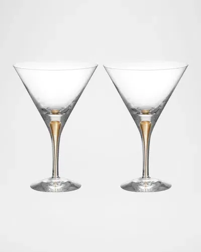 Orrefors Intermezzo Gold Martini Glasses, Set Of 2