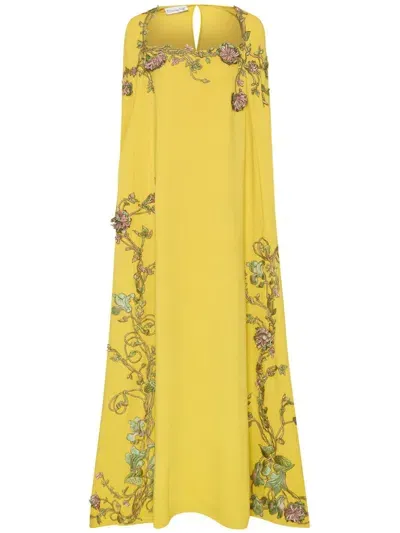 Oscar De La Renta Art Nouveau Threadwork Kaftan Dress In Ginger