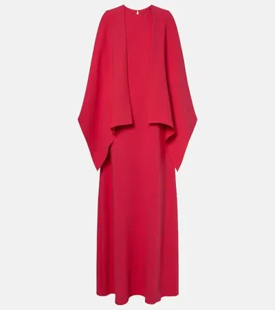 Oscar De La Renta Caped Silk-blend Gown In Red