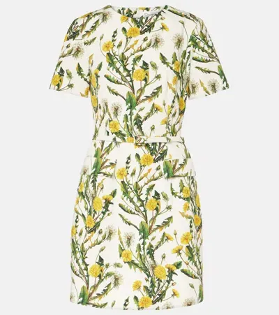 Oscar De La Renta Floral Cotton-blend Cloqué Minidress In Multicoloured