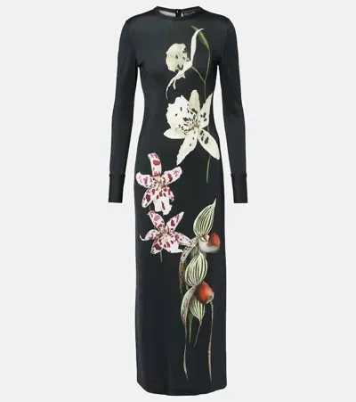 Oscar De La Renta Floral Jersey Gown In Multicoloured