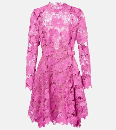 Oscar De La Renta Floral Lace Minidress In Orange