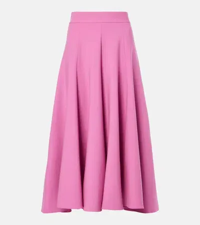 Oscar De La Renta Silk Georgette Midi Skirt In Pink