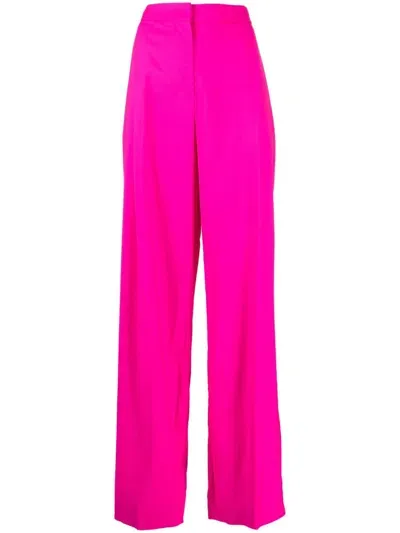 Oscar De La Renta High-waisted Palazzo Trousers In Pink