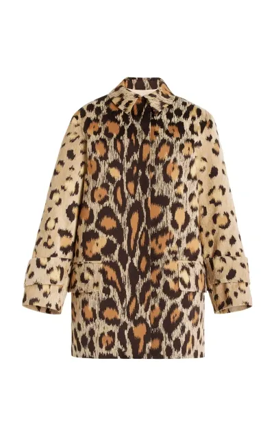 Oscar De La Renta Jaguar Chenille Jacquard Coat In Animal