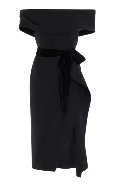 Oscar De La Renta Off-the-shoulder Cocktail Dress In Black