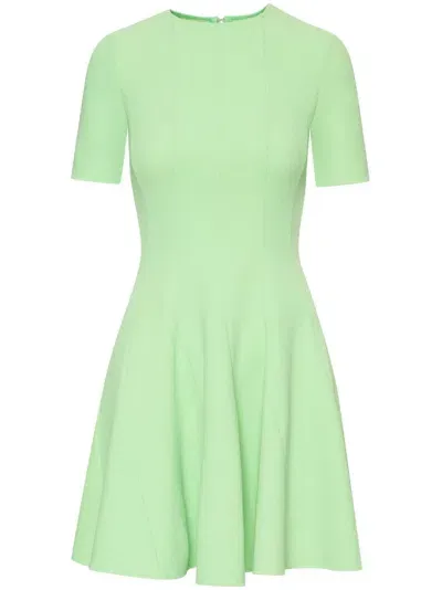 Oscar De La Renta Pleated Short-sleeve Minidress In Grün