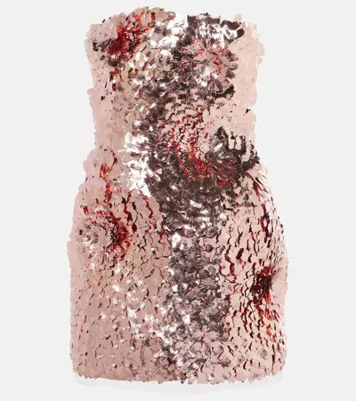 Oscar De La Renta Sequined Bustier Dress In Pink