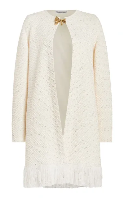 Oscar De La Renta Sequined Coat In Ivory