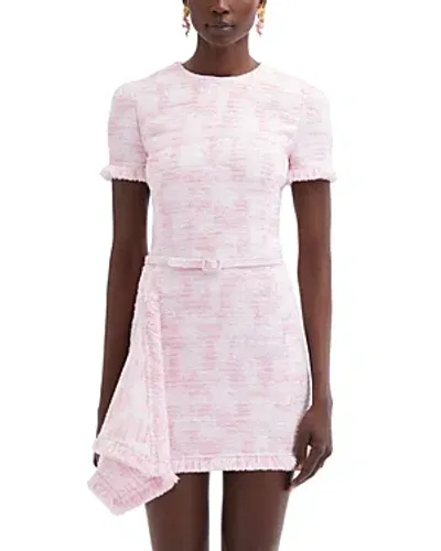 Oscar De La Renta Drape-hem Tweed Mini Dress In White Pink