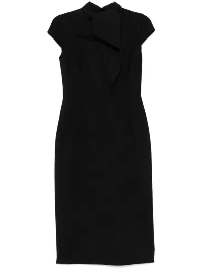 Oscar De La Renta Tied-neck Midi Dress In Black