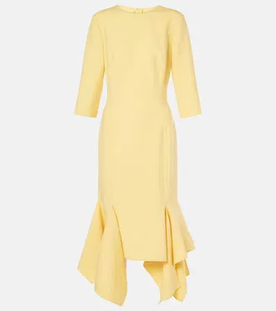 Oscar De La Renta Wool-blend Midi Dress In Banana