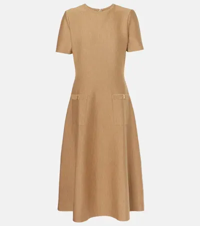 Oscar De La Renta Wool-blend Midi Dress In Brown