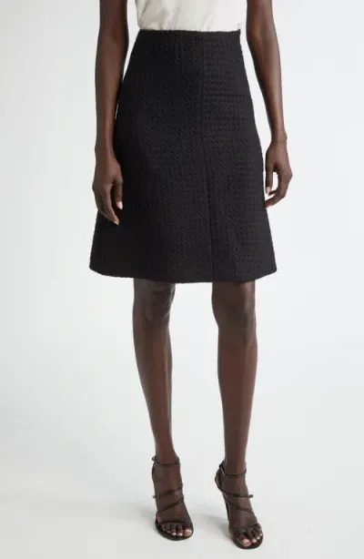 Oscar De La Renta Wool Tweed A-line Skirt In Black