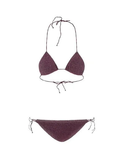 Oseree Aubergine Lumiere Lurex Bikini In Rot