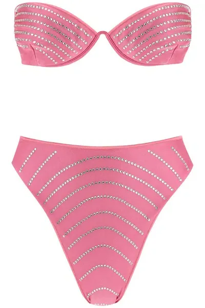 Oseree Bikini Set With Rhinestones In Pink