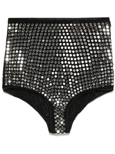 Oseree Crystal-embellished Shorts In Black